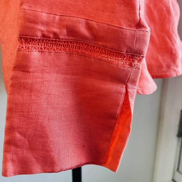 Massimo Dutti Coral Linen Long Sleeve Shirt with Ladder Stitch Cuffs – US 6 - Picture 12 of 13